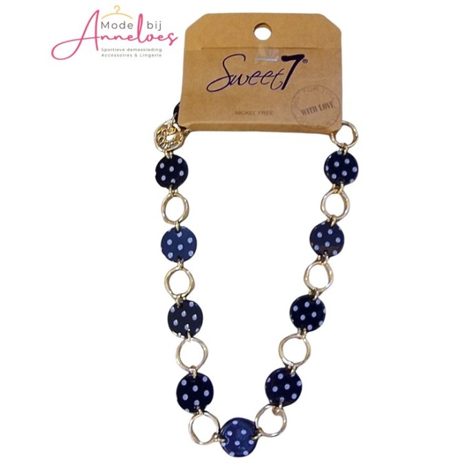 Sweet7 Ketting kort stippen 10123407 Donker blauw Sweet7 Ketting kort stippen 10123407 Donker blauw